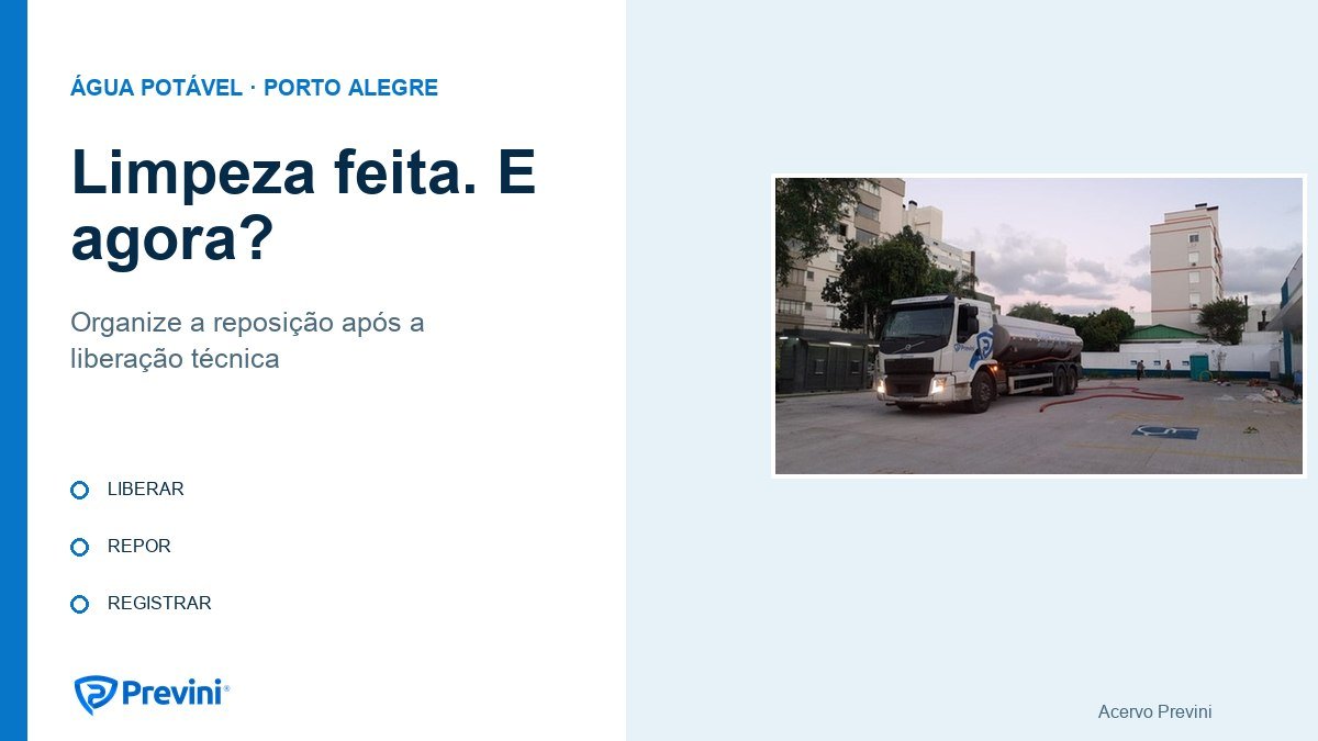 Água potável em Porto Alegre após limpar a caixa-d’água: quando pedir caminhão-pipa